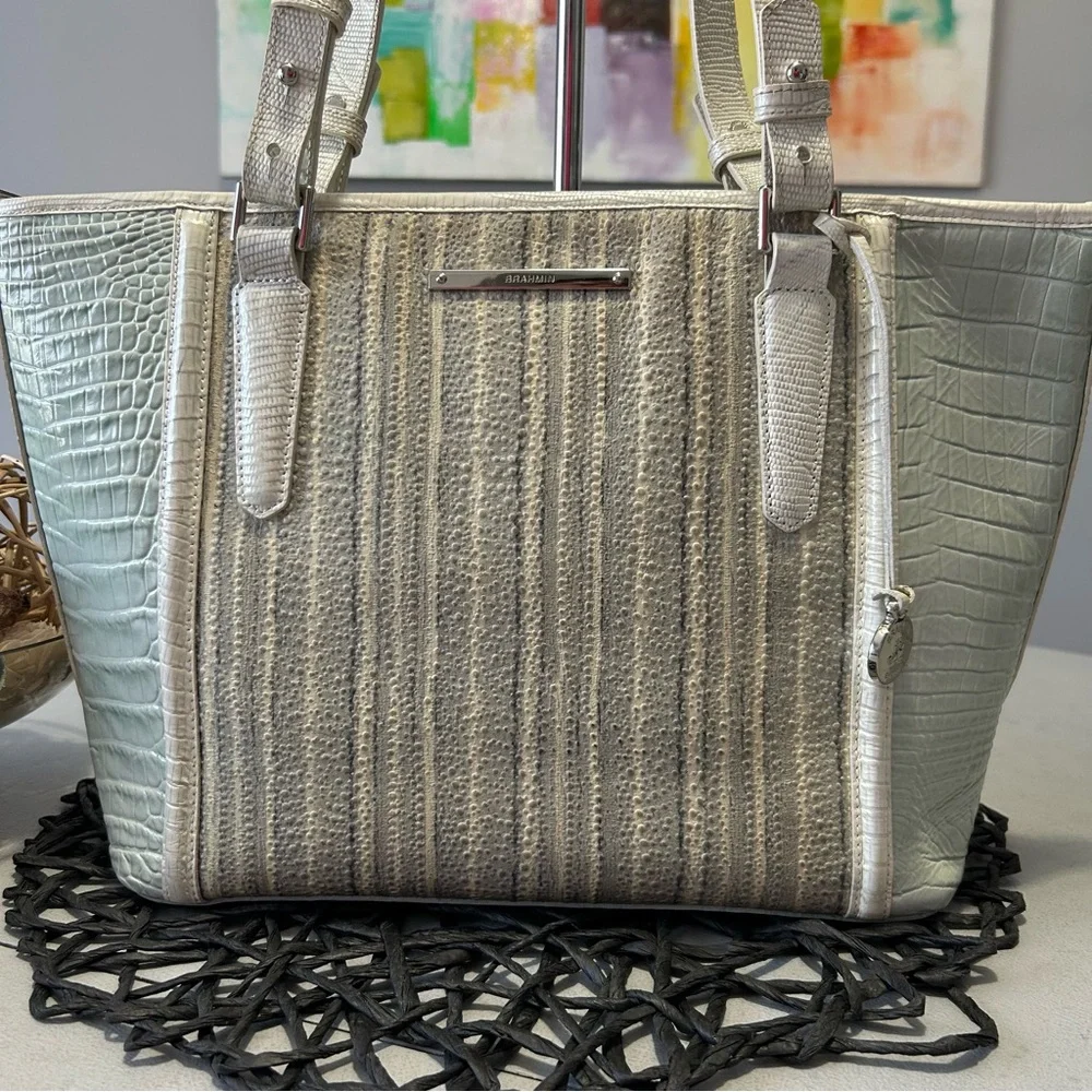 Brahmin Medium Asher Tote Zip Top Tote Sea Glass Edgewater